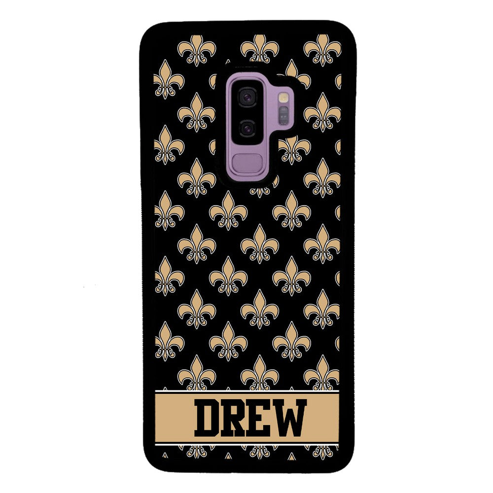 Black and Gold Fleur De Lis Personalized | Samsung Phone Case