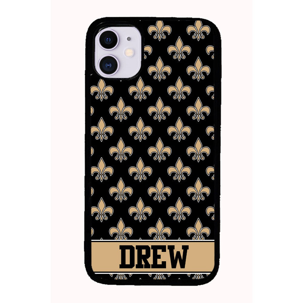 Black and Gold Fleur De Lis Personalized | Apple iPhone Case