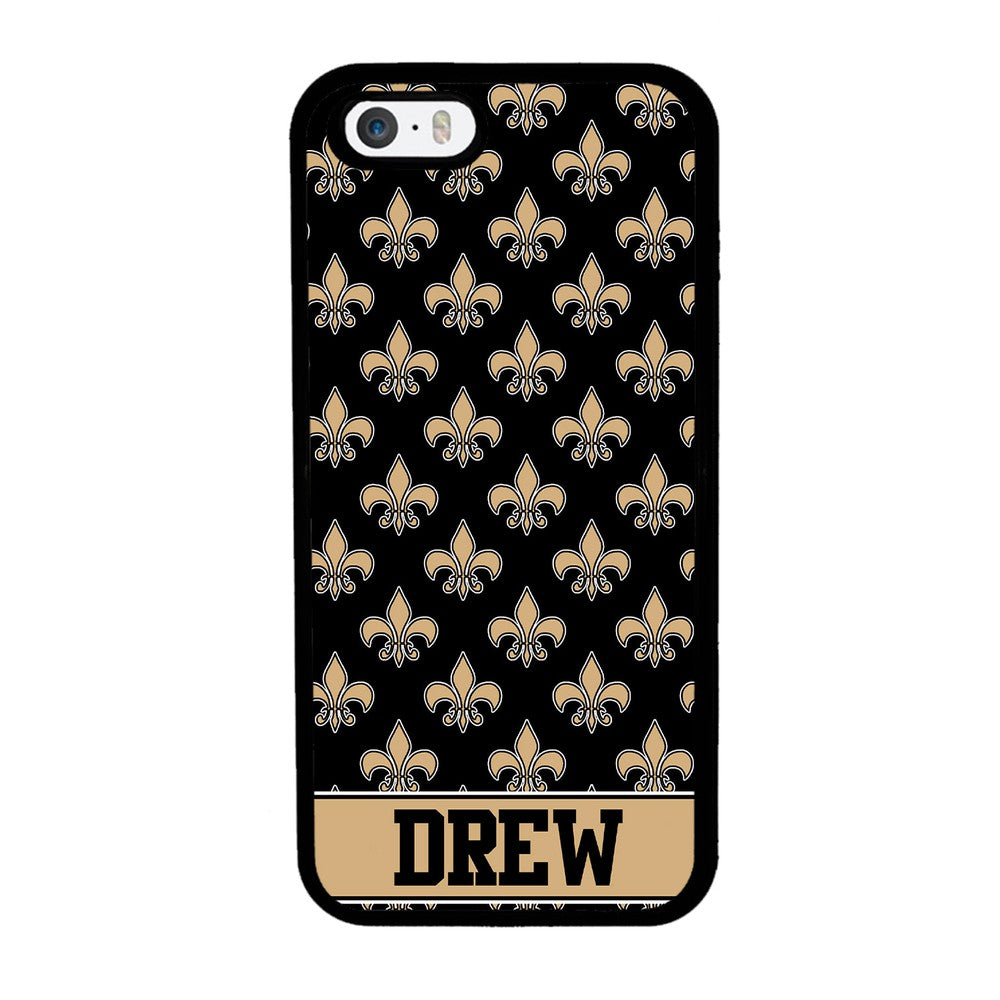 Black and Gold Fleur De Lis Personalized | Apple iPhone Case