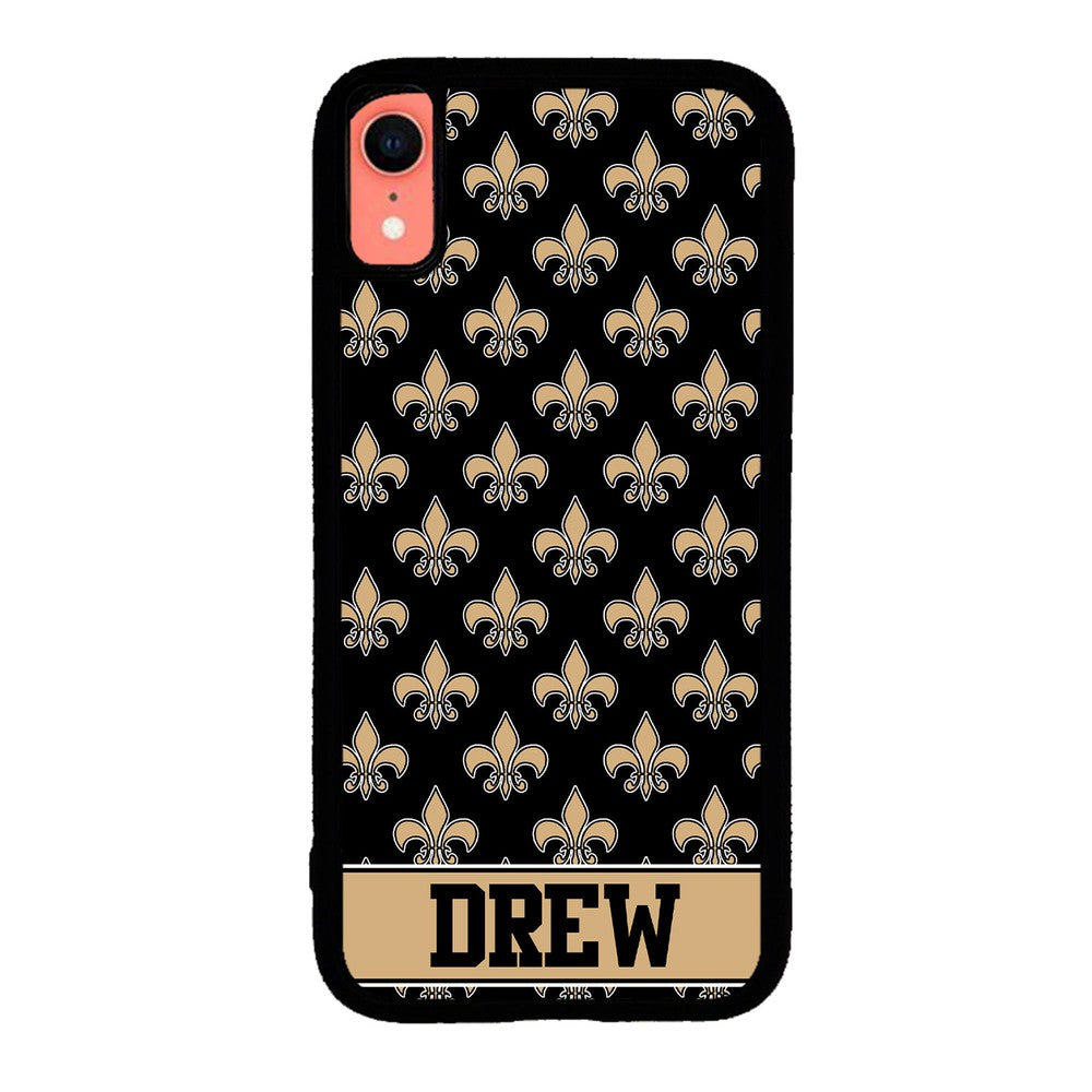 Black and Gold Fleur De Lis Personalized | Apple iPhone Case