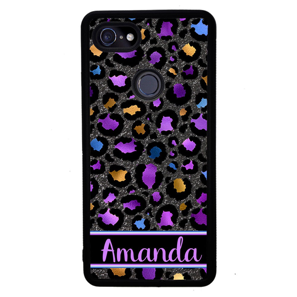 Space Leopard Blue Purple Gold Foil Personalized | Google Phone Case