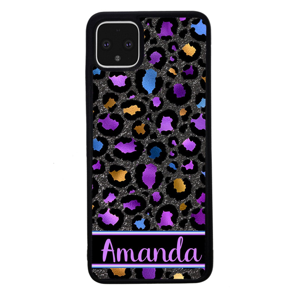 Space Leopard Blue Purple Gold Foil Personalized | Google Phone Case