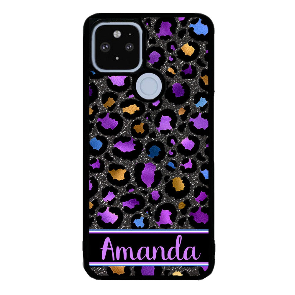 Space Leopard Blue Purple Gold Foil Personalized | Google Phone Case