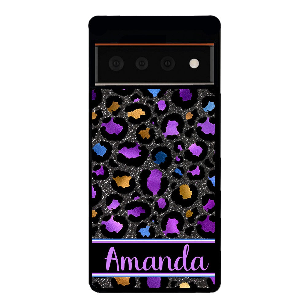 Space Leopard Blue Purple Gold Foil Personalized | Google Phone Case