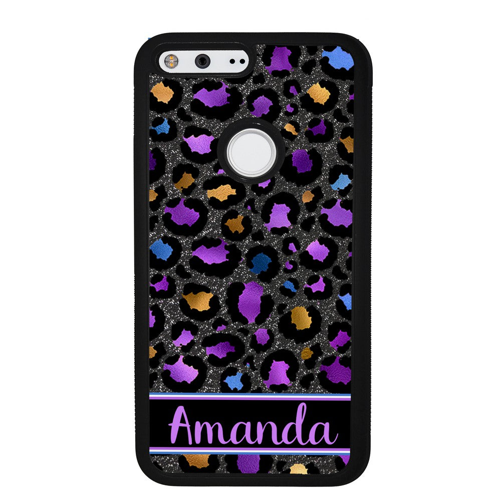 Space Leopard Blue Purple Gold Foil Personalized | Google Phone Case