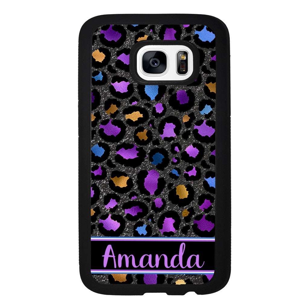 Space Leopard Blue Purple Gold Foil Personalized | Samsung Phone Case