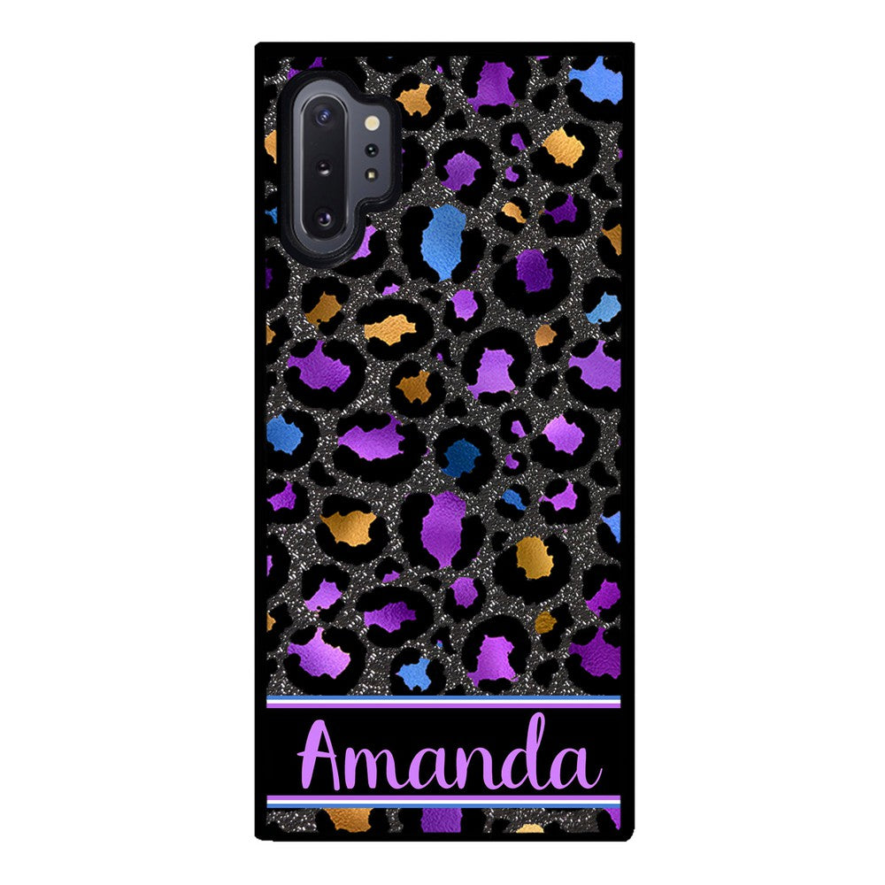 Space Leopard Blue Purple Gold Foil Personalized | Samsung Phone Case