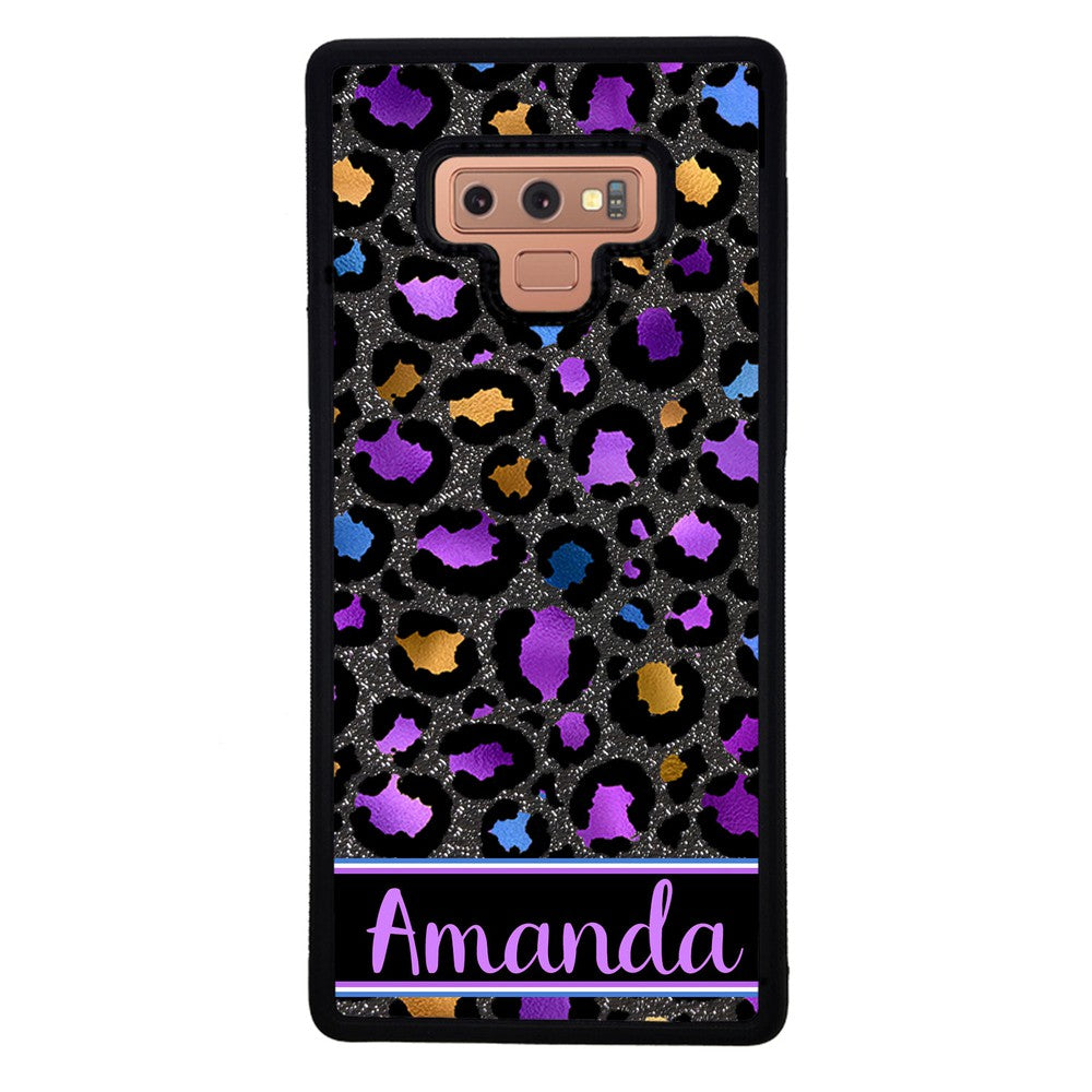 Space Leopard Blue Purple Gold Foil Personalized | Samsung Phone Case