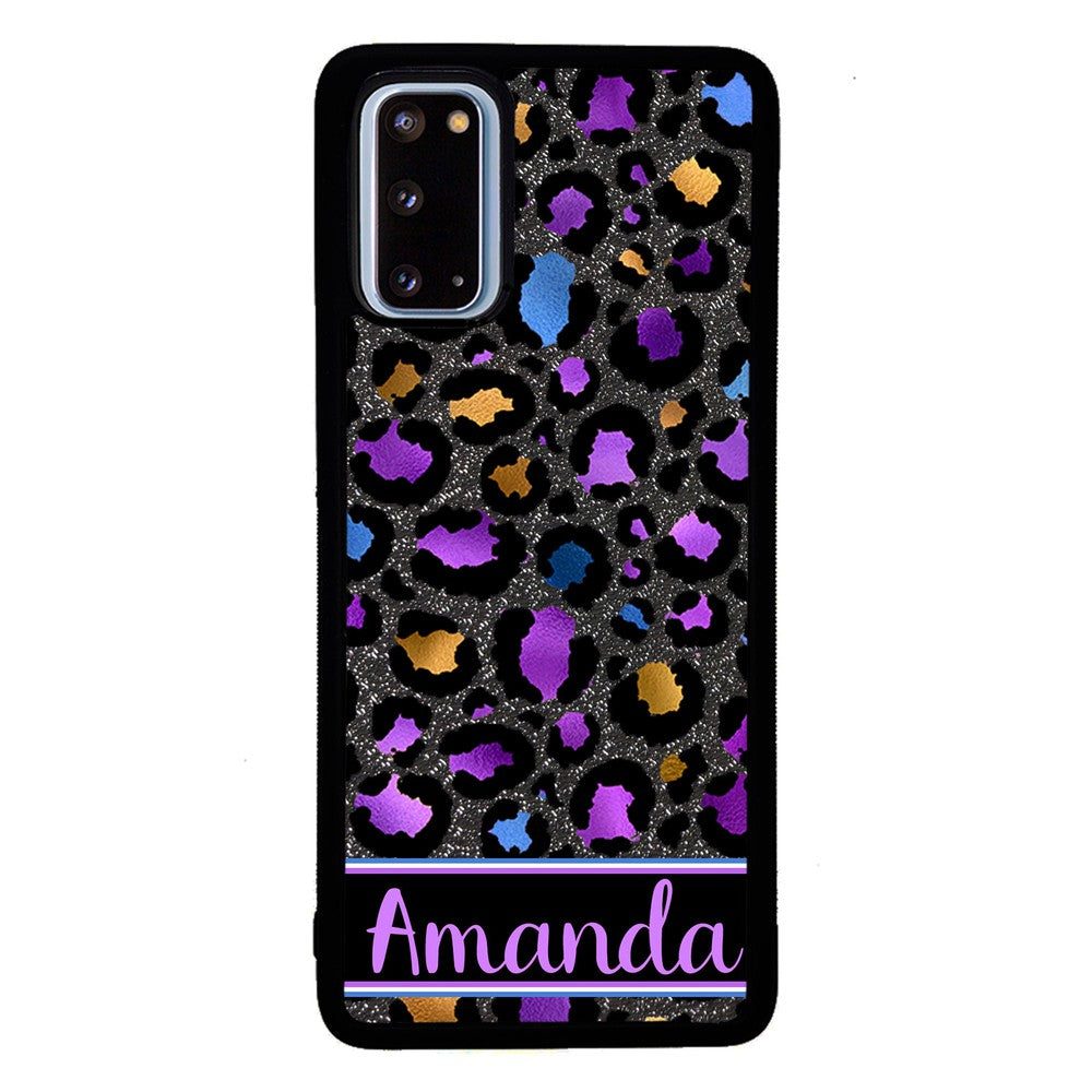 Space Leopard Blue Purple Gold Foil Personalized | Samsung Phone Case