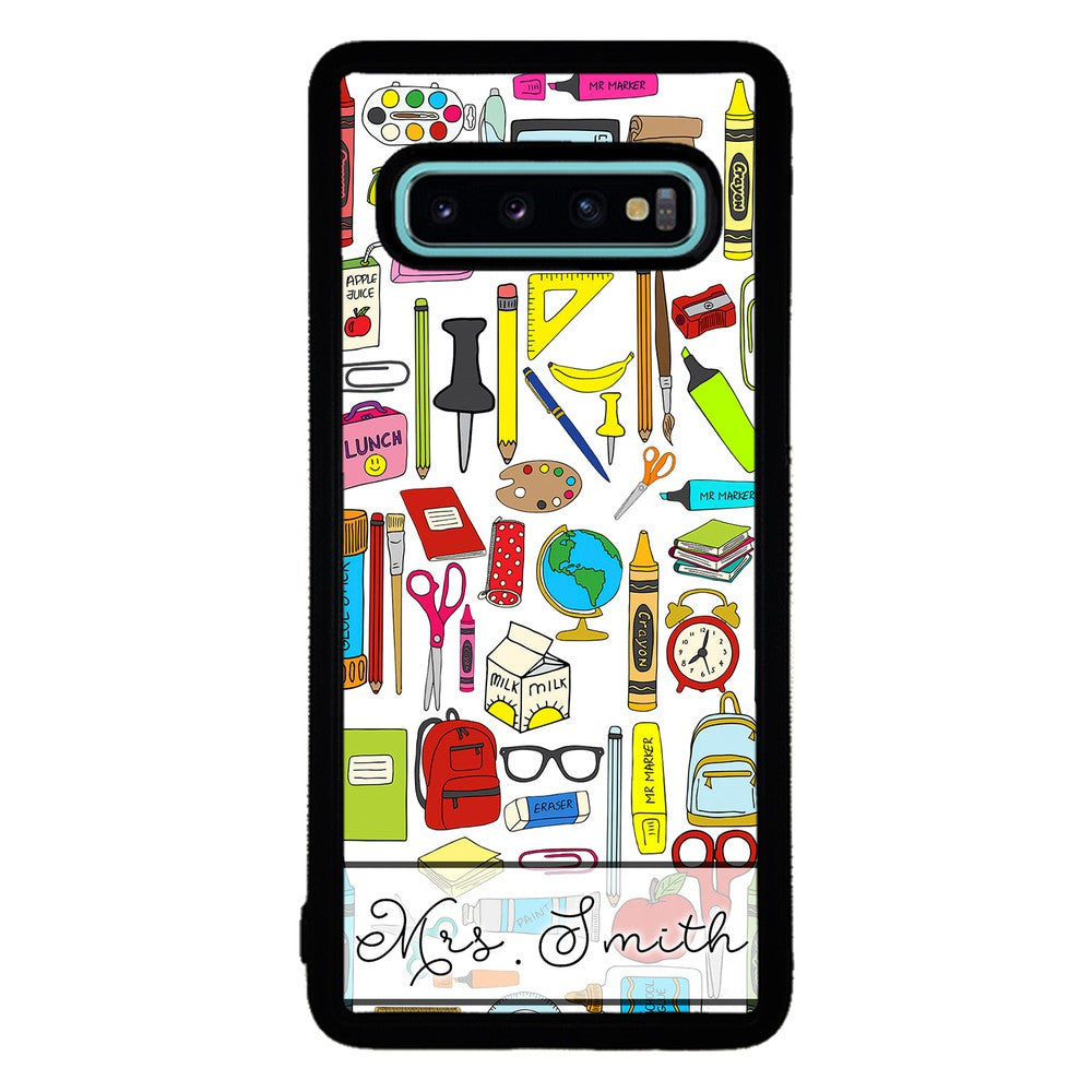 Teacher Appreciation School Supplies Collage Personalized | Samsung Phone Case