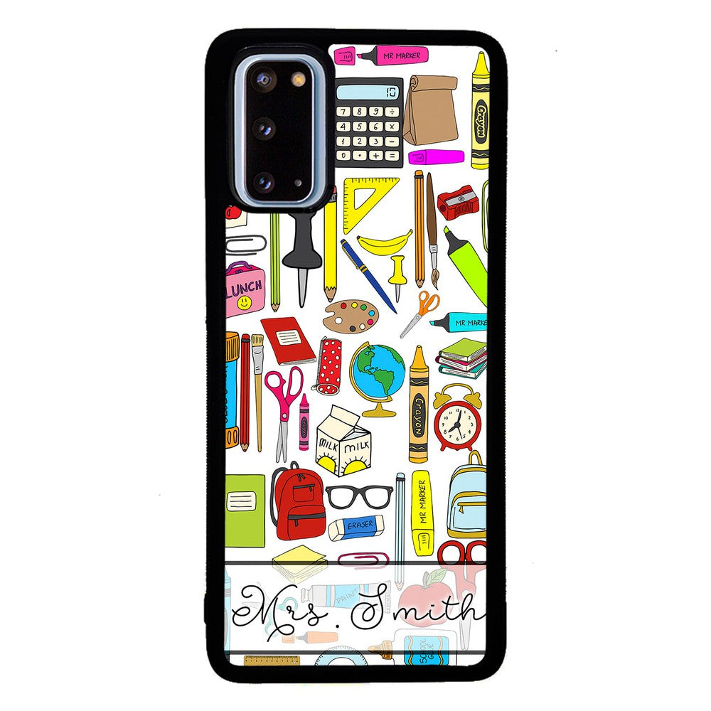Teacher Appreciation School Supplies Collage Personalized | Samsung Phone Case
