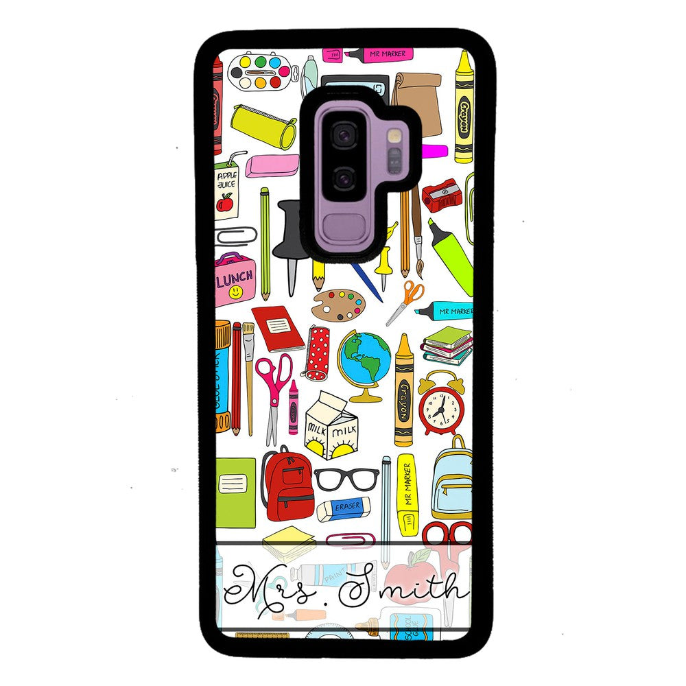 Teacher Appreciation School Supplies Collage Personalized | Samsung Phone Case