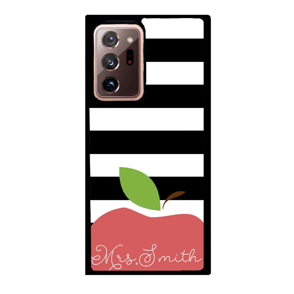 Teachers Appreciation Gift Apple Black and White Bars Personalized | Samsung Phone Case