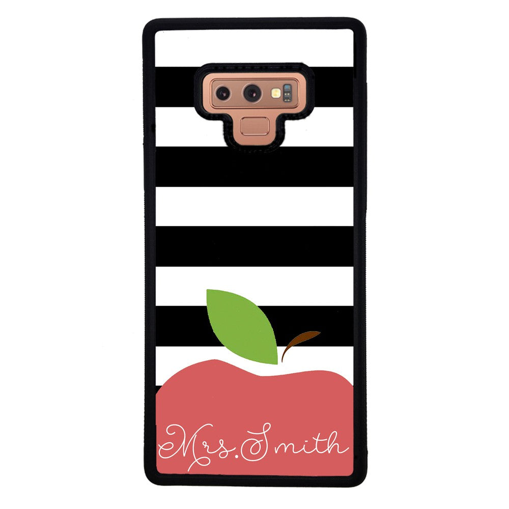 Teachers Appreciation Gift Apple Black and White Bars Personalized | Samsung Phone Case