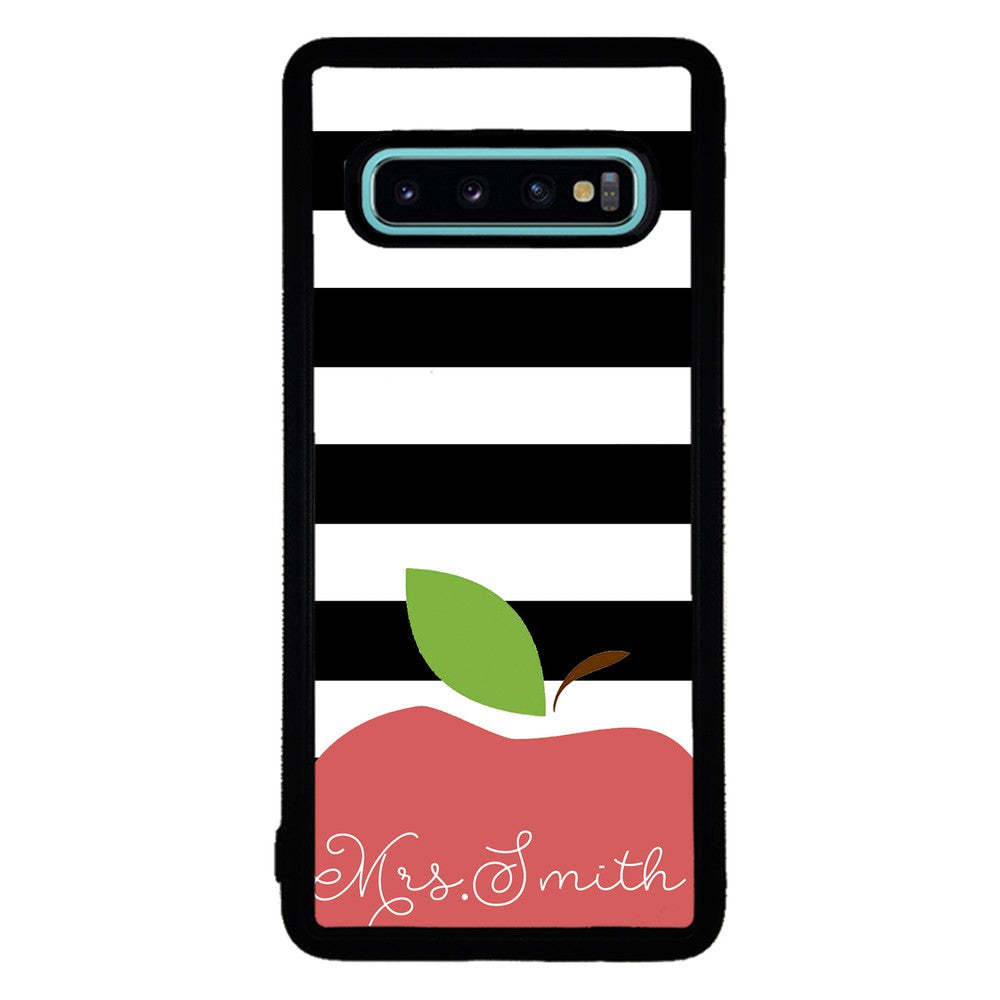 Teachers Appreciation Gift Apple Black and White Bars Personalized | Samsung Phone Case