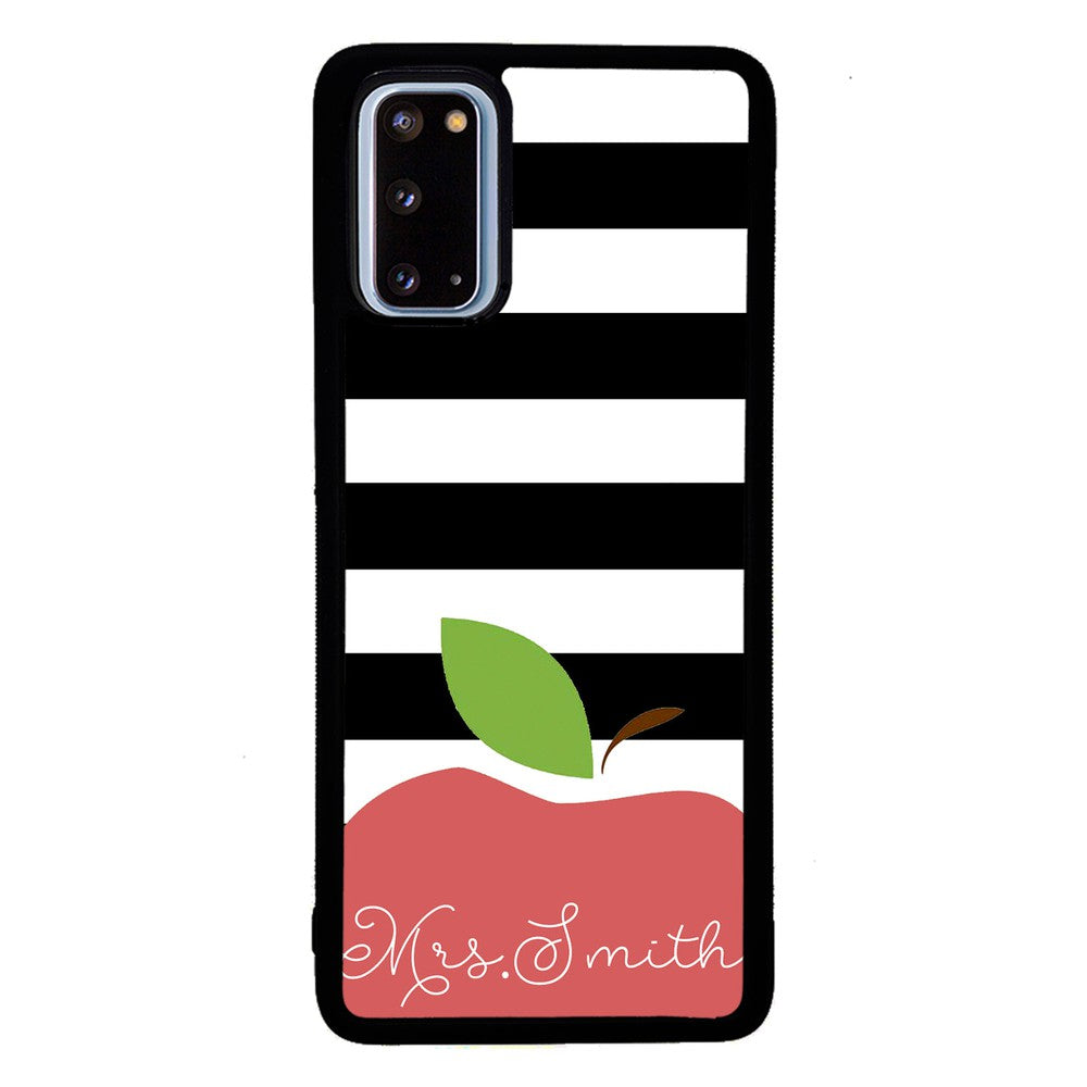 Teachers Appreciation Gift Apple Black and White Bars Personalized | Samsung Phone Case