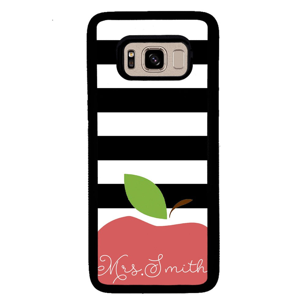 Teachers Appreciation Gift Apple Black and White Bars Personalized | Samsung Phone Case