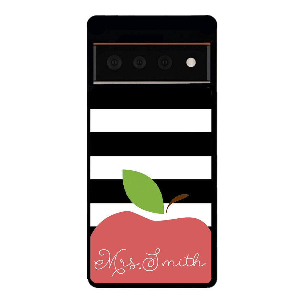 Teachers Appreciation Gift Apple Black and White Bars Personalized | Google Phone Case