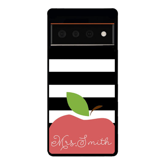 Teachers Appreciation Gift Apple Black and White Bars Personalized | Google Phone Case