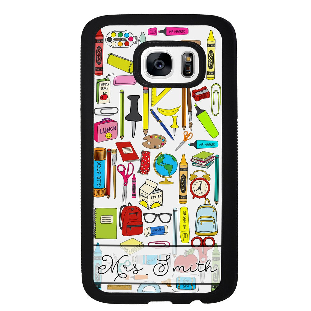 Teacher Appreciation School Supplies Collage Personalized | Samsung Phone Case