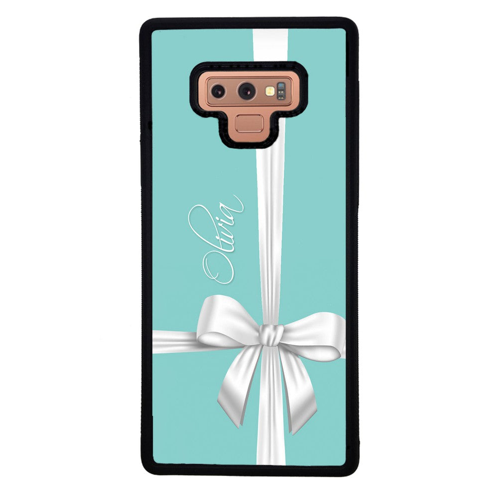 Teal Blue Bow Personalized | Samsung Phone Case