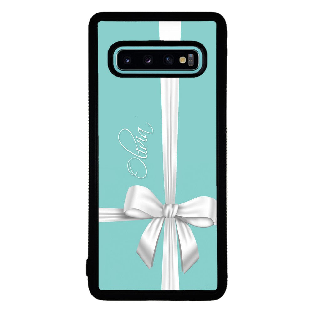 Teal Blue Bow Personalized | Samsung Phone Case