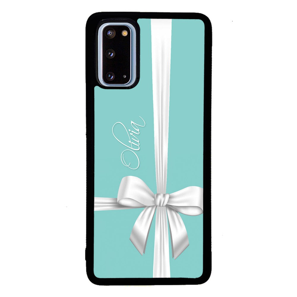Teal Blue Bow Personalized | Samsung Phone Case
