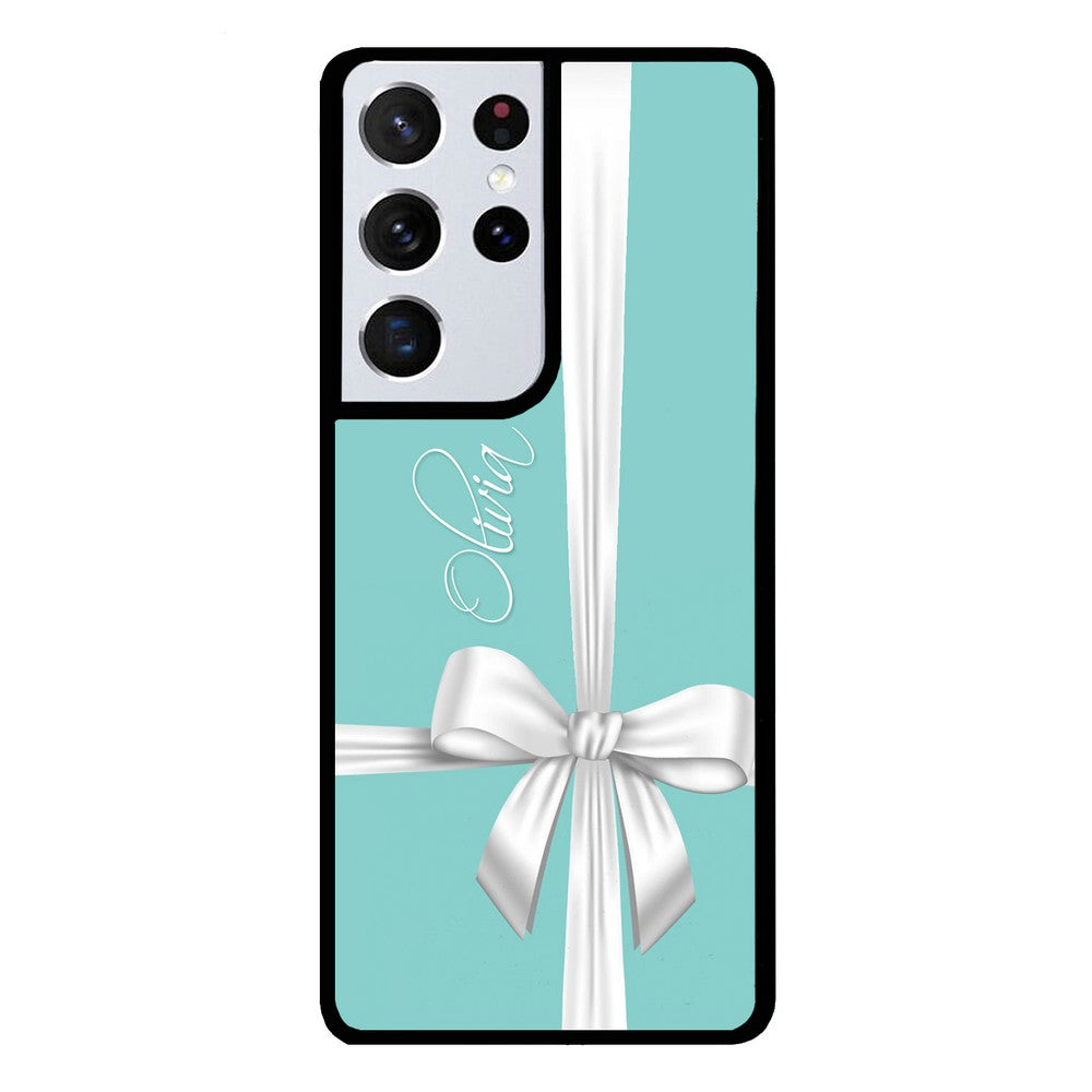 Teal Blue Bow Personalized | Samsung Phone Case