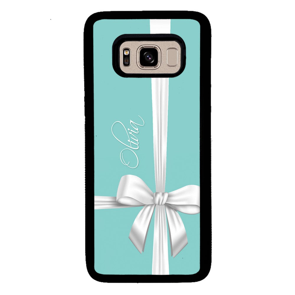 Teal Blue Bow Personalized | Samsung Phone Case