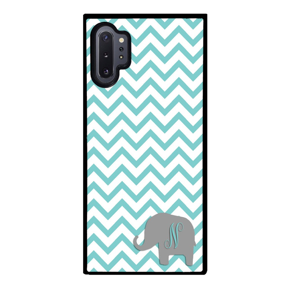 Teal Blue Elephant Chevron Initial | Samsung Phone Case