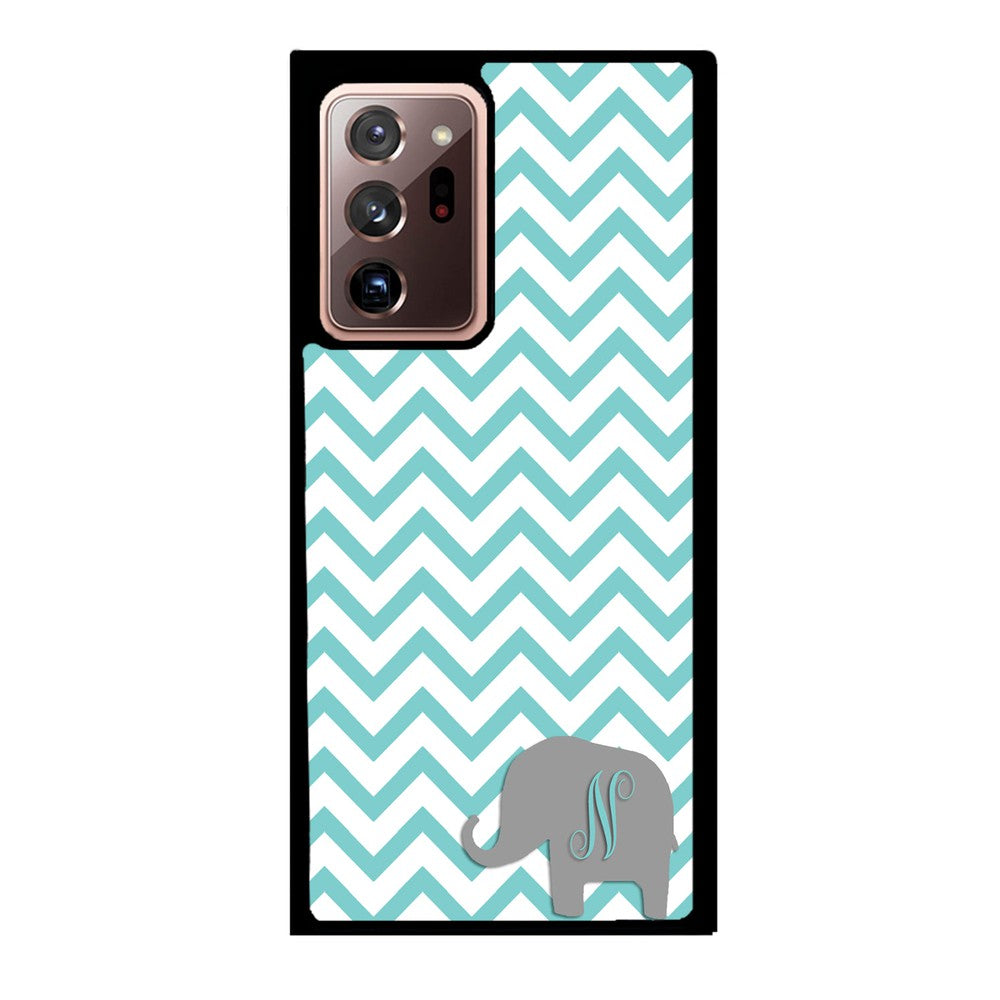 Teal Blue Elephant Chevron Initial | Samsung Phone Case