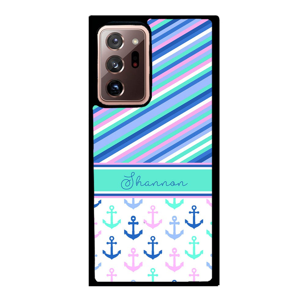 Nautical Pinstripes Anchors Personalized | Samsung Phone Case