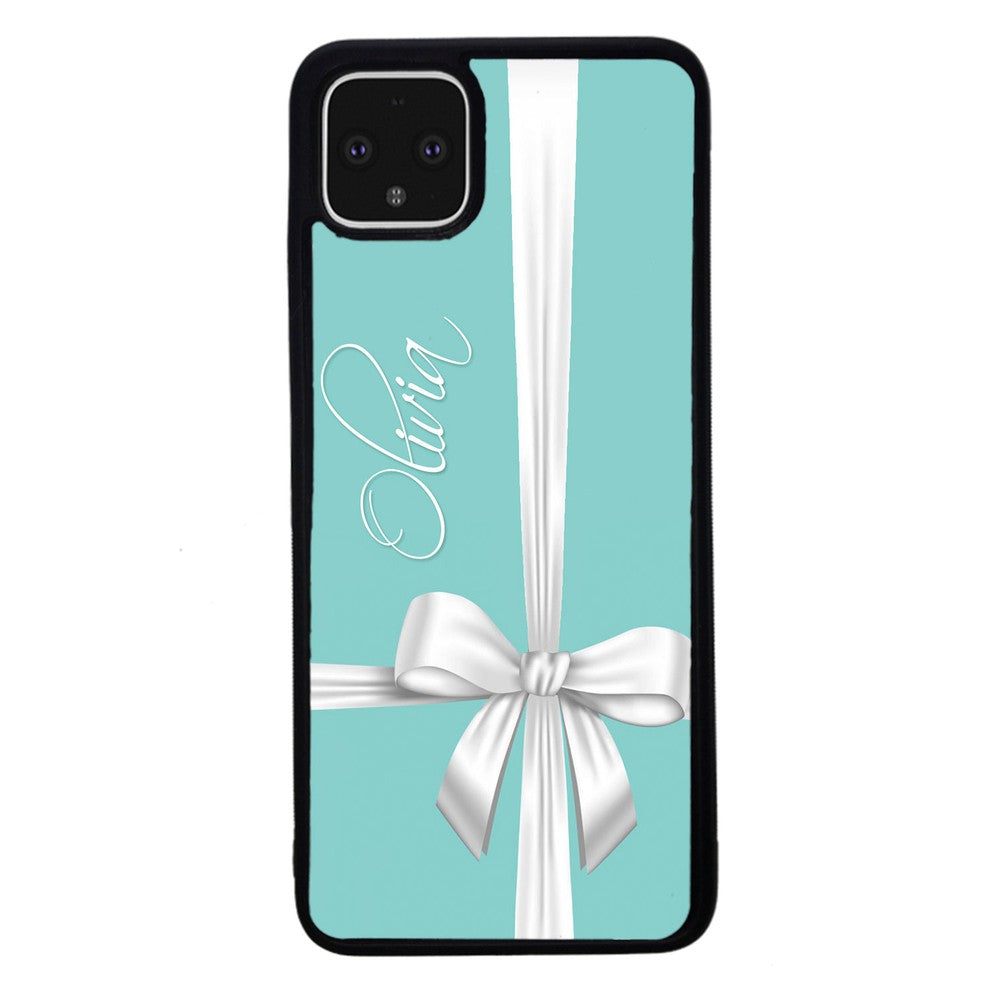 Teal Blue Bow Personalized | Google Phone Case