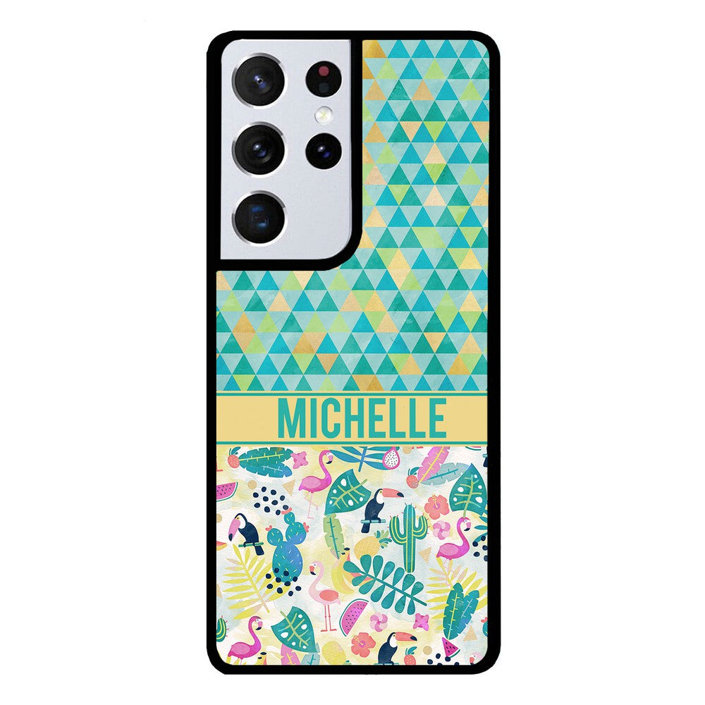 Flamingo Toucan Triangle Personalized | Samsung Phone Case