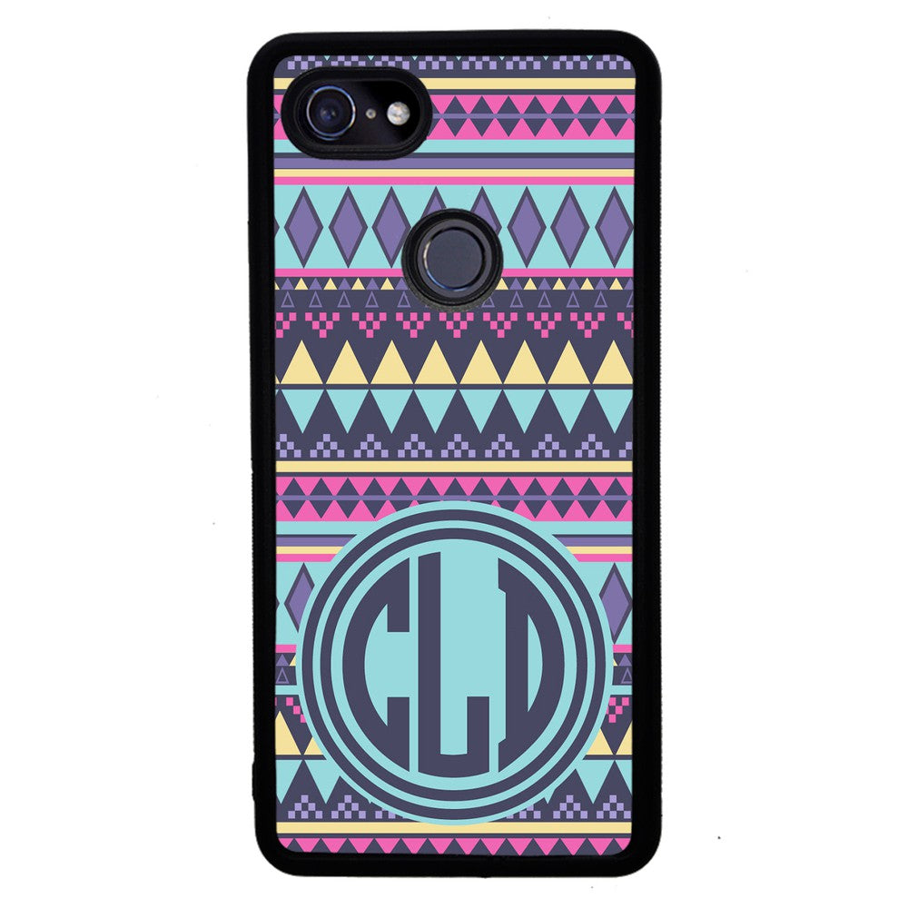 Tribal Monogram Purple Blue Yellow | Google Phone Case