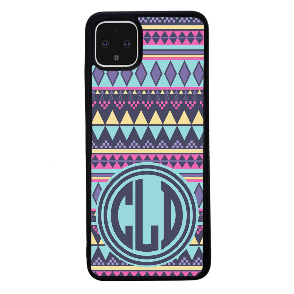 Tribal Monogram Purple Blue Yellow | Google Phone Case