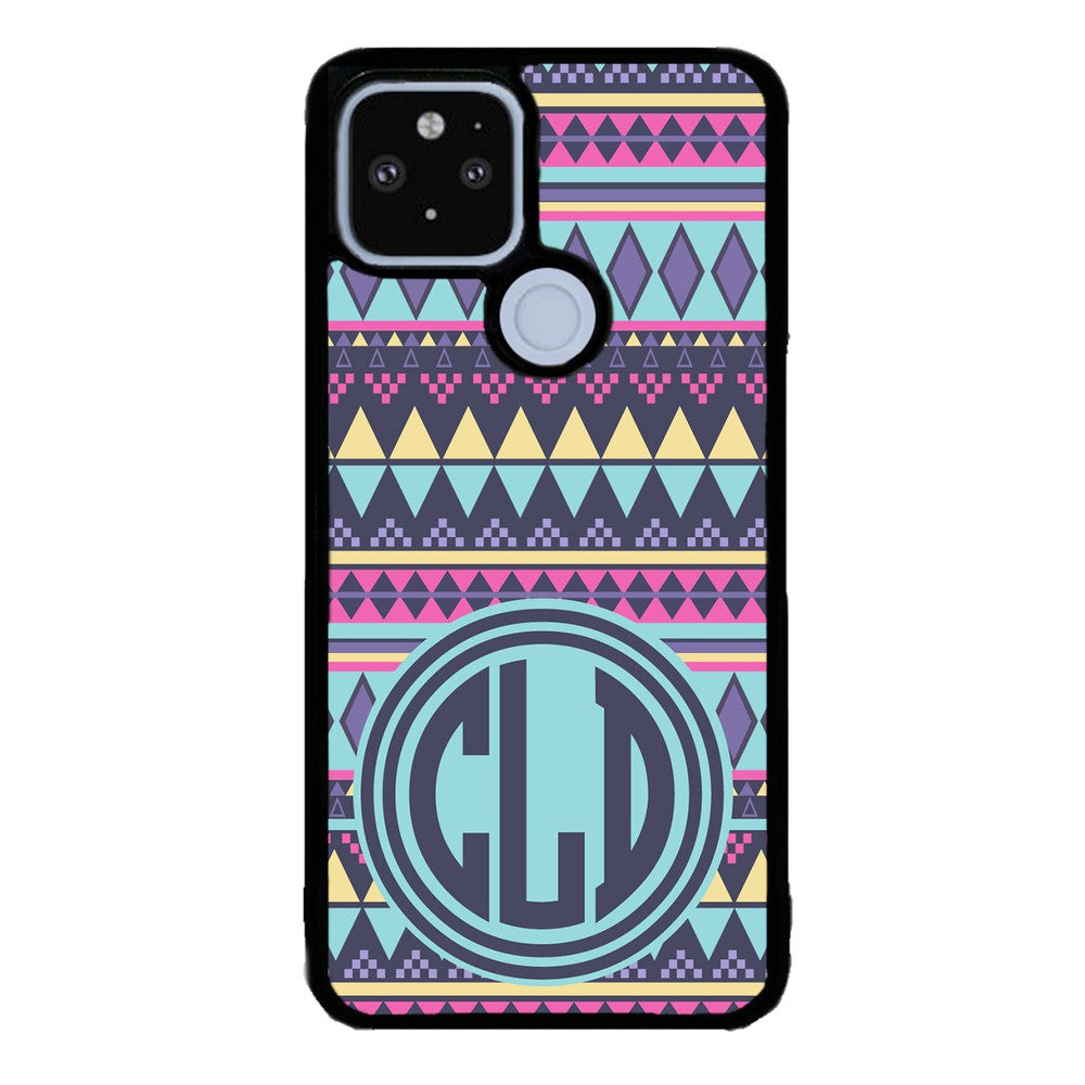Tribal Monogram Purple Blue Yellow | Google Phone Case