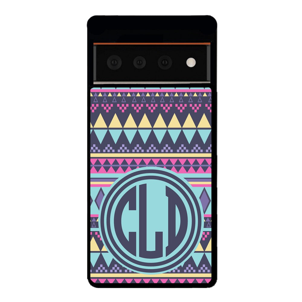 Tribal Monogram Purple Blue Yellow | Google Phone Case