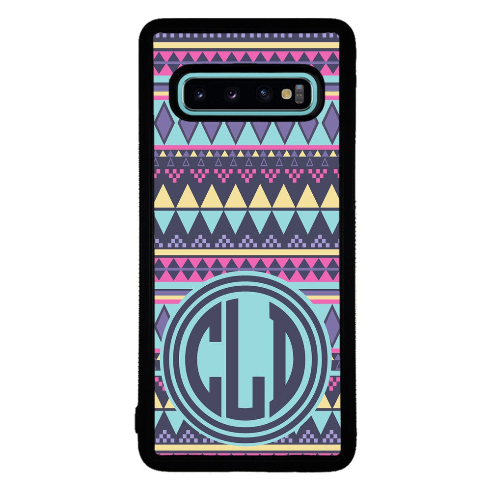 Tribal Monogram Purple Blue Yellow | Samsung Phone Case