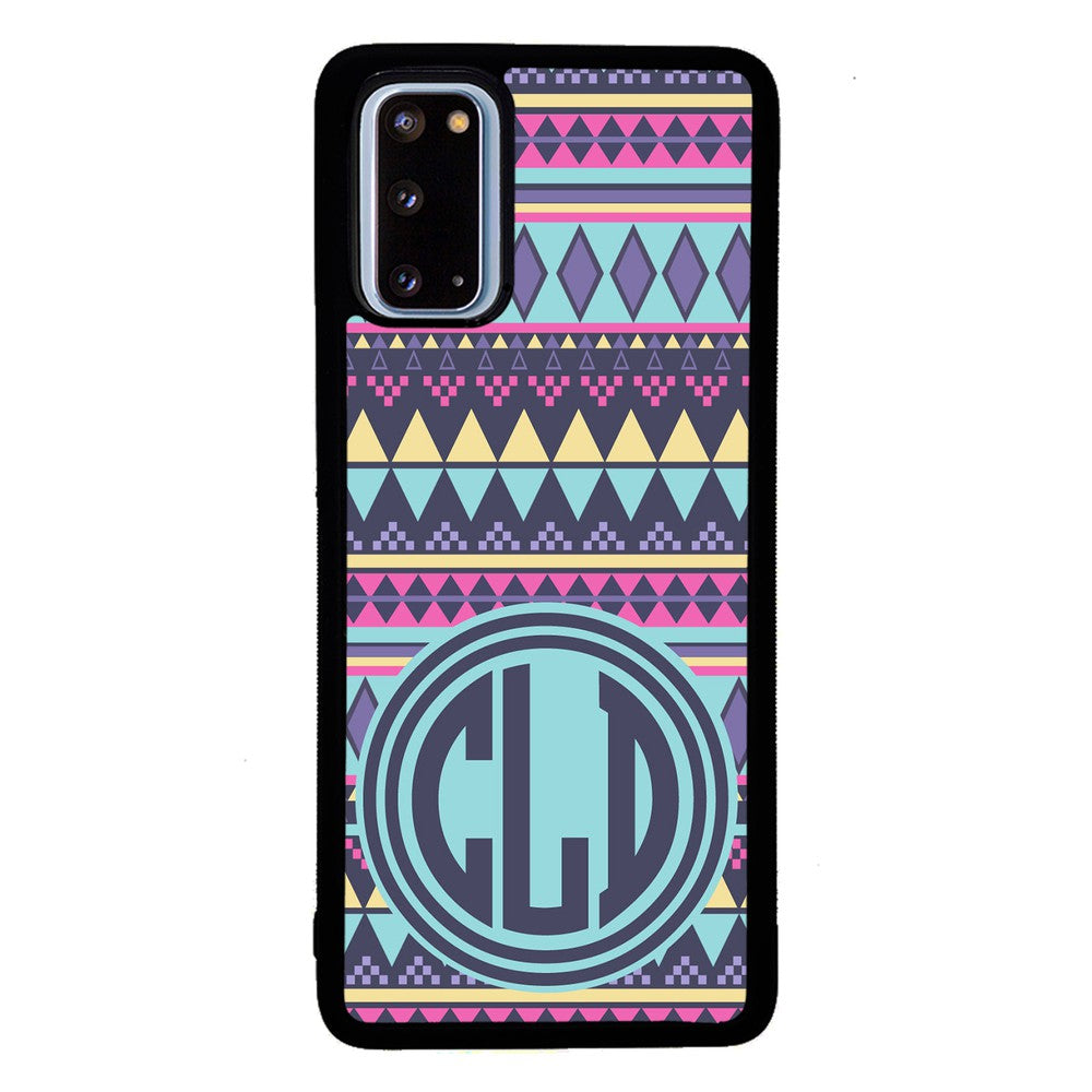 Tribal Monogram Purple Blue Yellow | Samsung Phone Case
