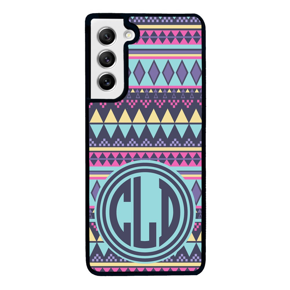 Tribal Monogram Purple Blue Yellow | Samsung Phone Case
