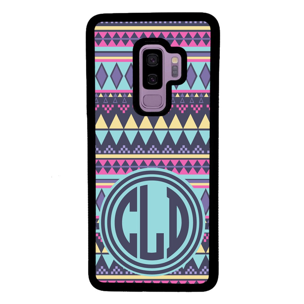 Tribal Monogram Purple Blue Yellow | Samsung Phone Case