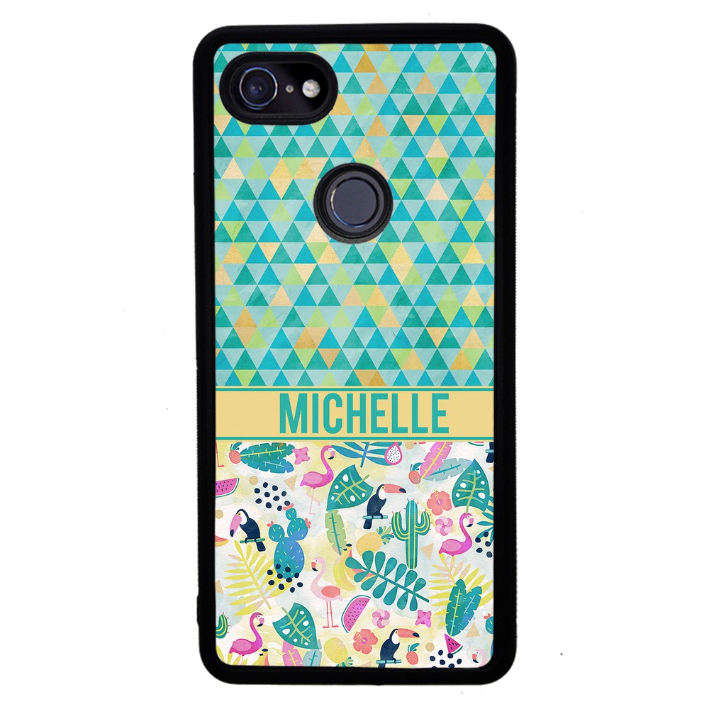 Flamingo Toucan Triangle Personalized | Google Phone Case