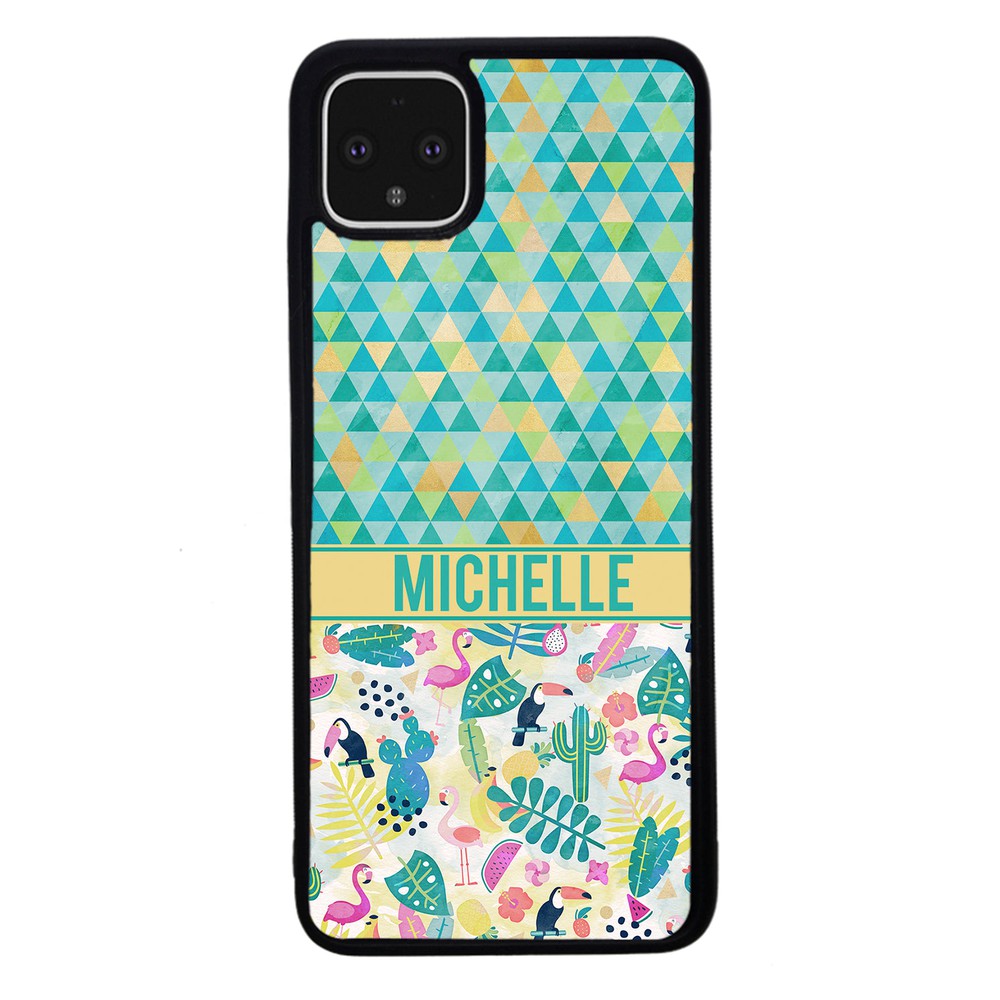 Flamingo Toucan Triangle Personalized | Google Phone Case