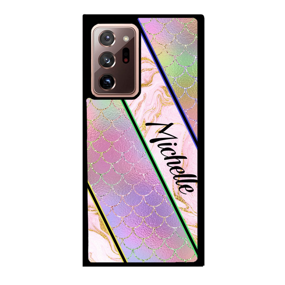 Unicorn Mermaid Scale Pink Marble Personalized | Samsung Phone Case