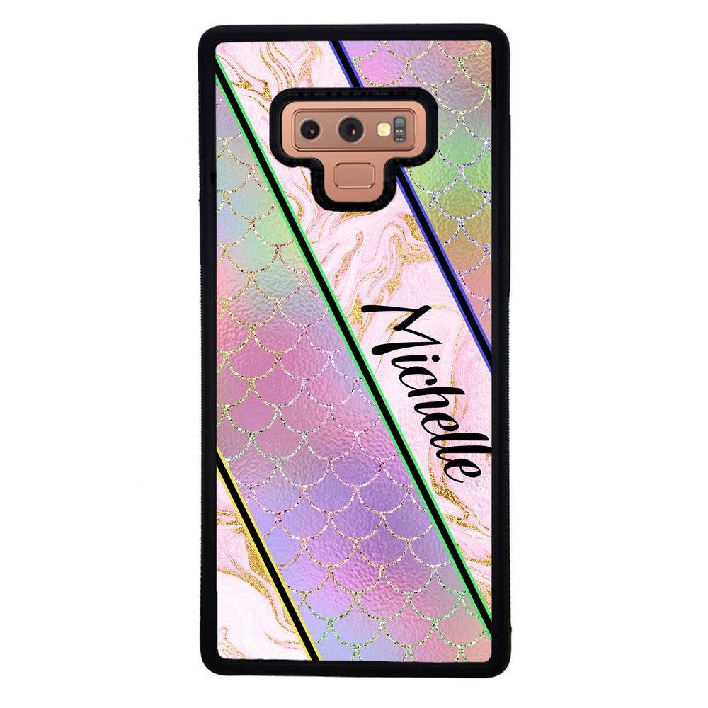 Unicorn Mermaid Scale Pink Marble Personalized | Samsung Phone Case