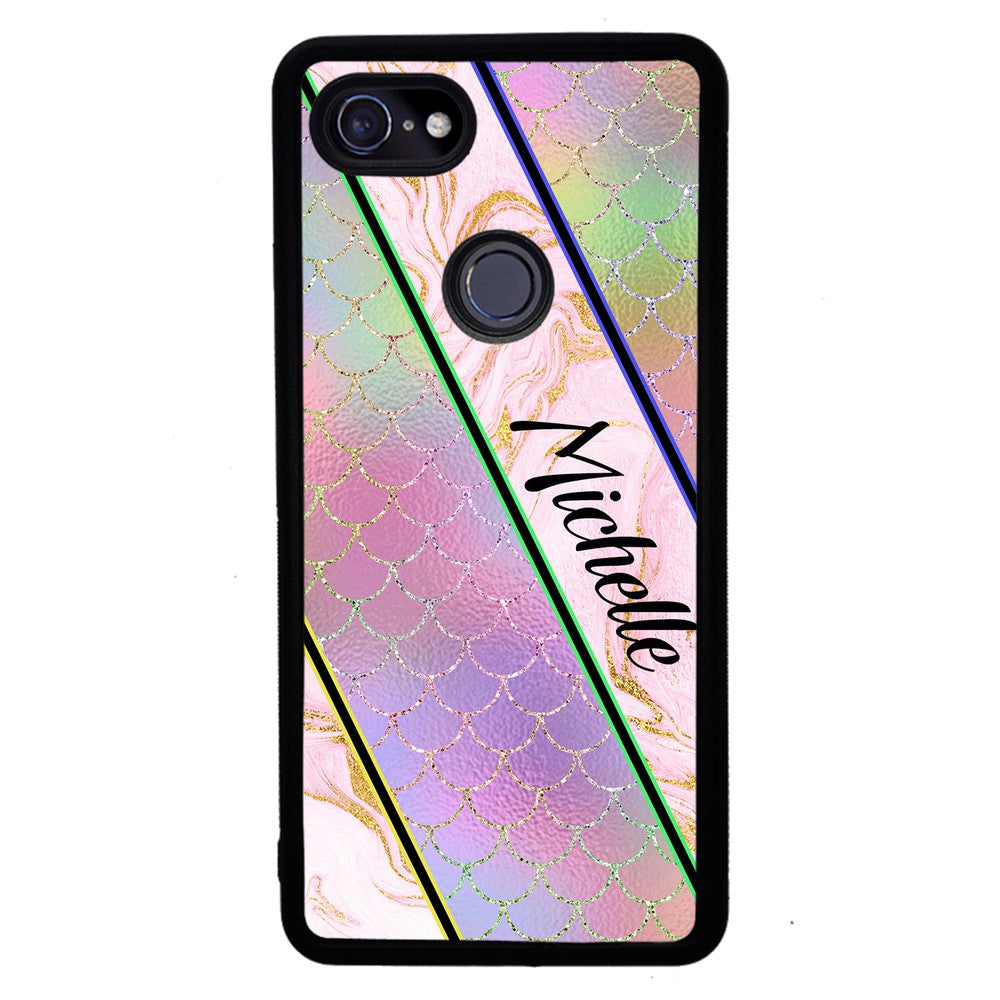Unicorn Mermaid Scale Pink Marble Personalized | Google Phone Case