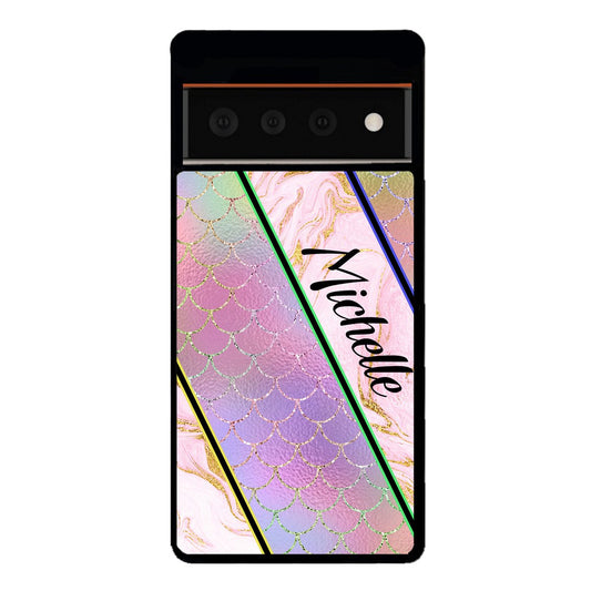Unicorn Mermaid Scale Pink Marble Personalized | Google Phone Case