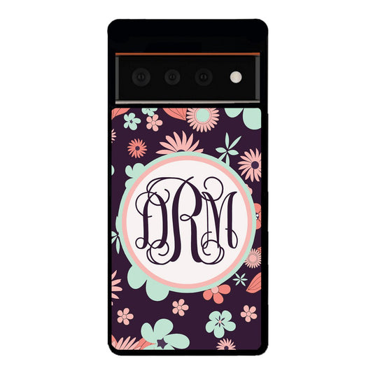 Vintage Flowers Purple Script Monogram | Google Phone Case