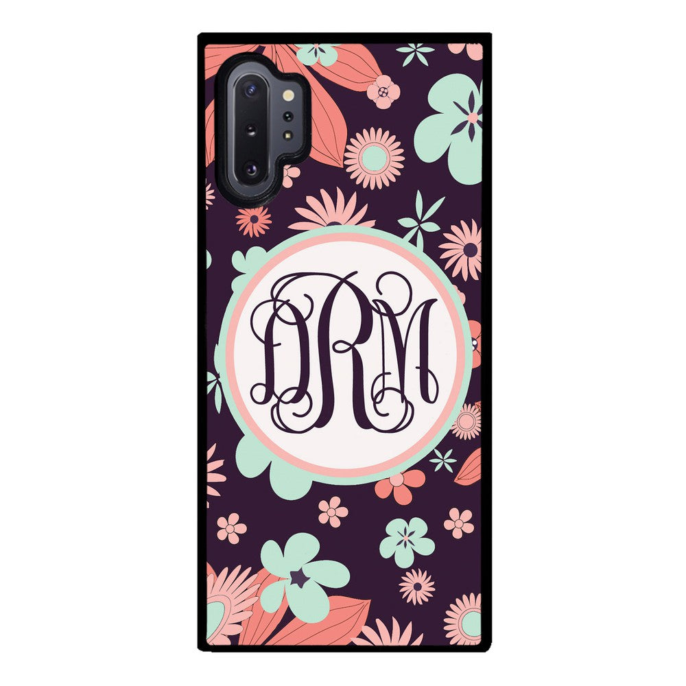 Vintage Flowers Purple Script Monogram | Samsung Phone Case